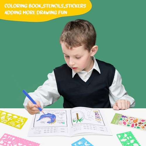 homicozy Art Supplies for Kids Ages 4-12,Dinosaur Drawing Sets Art Case,Coloring Kits with Double Sided Trifold Easel,Crayon,Colored Pencil,Marker,Coloring Book,Drawing Stuffs Gifts for Boys Age 4-6-8