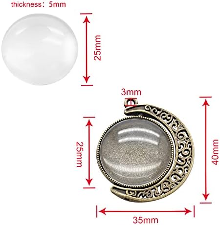 Moon Rotation Double Side Pendant Trays, 30Pcs 10Sets