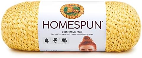 Lion Brand Yarn Homespun Yarn, Soft Bulky Yarn for Knitting, Crocheting, and Crafting, 1 pack, Golden