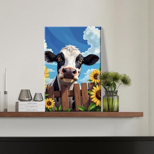 JOOZ 5D Cow Paint by Numbers Kit for Adults with Frame 8x12 Inch