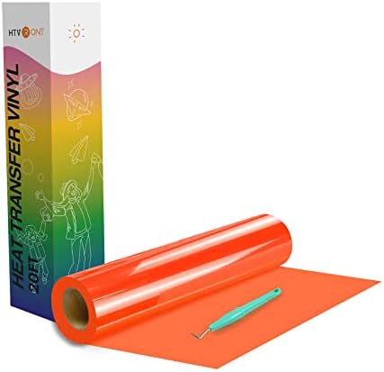 HTVRONT Heat Transfer Vinyl Neon Orange HTV Rolls, 12" x 20ft