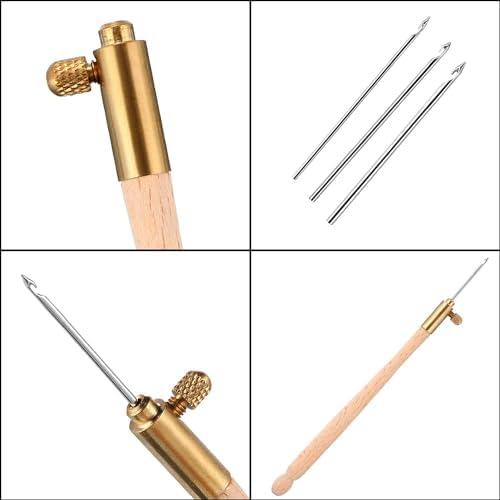 meekoo Tambour Hook with 3 Needles 70# 90# 100# Tambour Embroidery Kit Tool Crochet Hook Kit Sequin Beads Needle Set for Embroidery Sewing Crafting Handmade Artwork Making Gifts for Protect Hands(1)