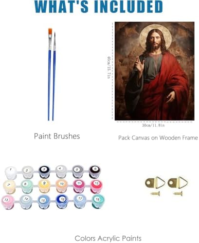 Jesus Paint by Numbers Kit for Adults Framed Canvas 12X16 in, Frameworkless