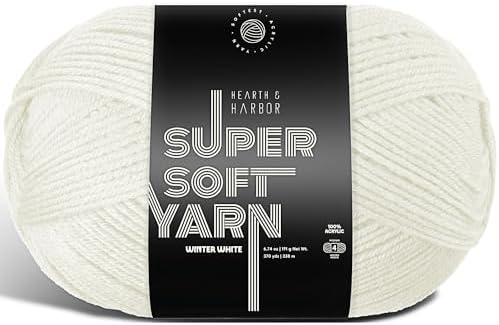 Acrylic Yarn for Crocheting & Knitting – Soft Crochet Yarn for Crocheting, 370 Yards, Perfect for Crafts & Amigurumi, Medium Worsted Weight 4, Winter White