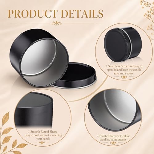 Suclain 100 Pack Candle Tins with Lids Empty Metal Containers,Black