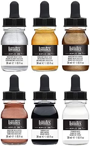 Liquitex Professional Acrylic Ink, 1-fl oz (30ml), Iridescent Color Set, Set of 6