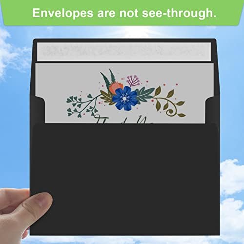 50 Packs 5x7 Envelopes, A7 5x7 Envelopes for Invitations, Printable Invitation Envelopes Self Seal for Weddings, Invitations, Photos, Greeting Cards, Mailing (Black)