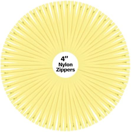 Mandala Crafts 100 PCs Butter Yellow Closed-End 4" Nylon Zippers for Sewing