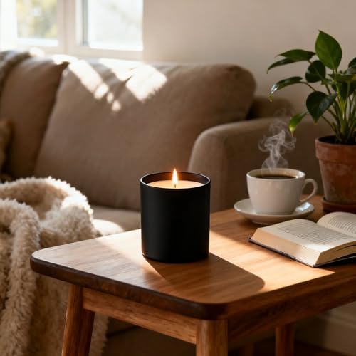SUPMIND 10oz Black Glass Candle Jars with Lids,30pcs for Candle Making