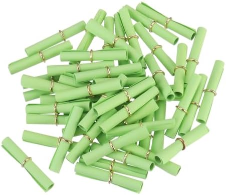 MECCANIXITY Mini Vintage Message Paper Scrolls, 100Pcs Valentine Message Paper, Lucky Wish Paper Roll for Party Birthday, Light Green