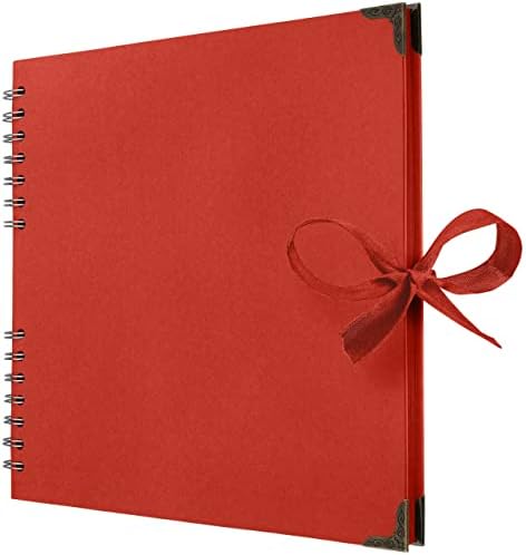 Bstorify 10 x 10 Inches Scrapbook Album 70 Pages Red | Hardcover with Thick 200 GSM Kraft Paper, Ideal for Your Scrapbooking Albums, Art & Craft Projects (Red, 10 x 10 Inch)