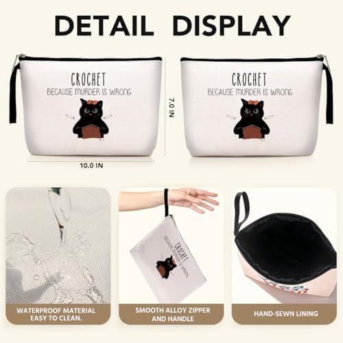 Hanamiya Na Crocheting Funny Makeup Bag Knitting Gift Crochet Gift for Crochet Lovers Knitting Lovers Crocheter Cosmetic Pouch Knitting Cosmetic Bag Funny Humor Novelty Sarcasm Zipper Pouch