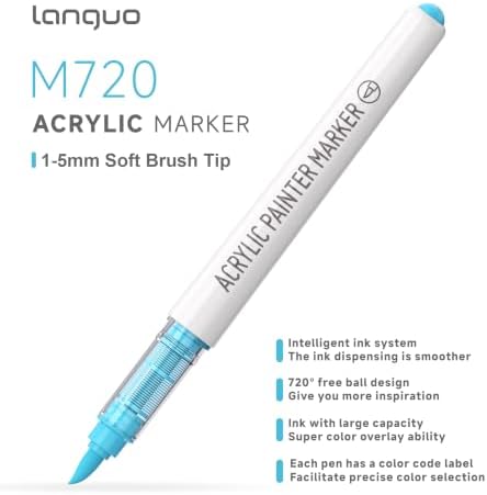 languo Acrylic Paint Markers, 9 Colors Skin Tone Series A, Soft Brush Tip