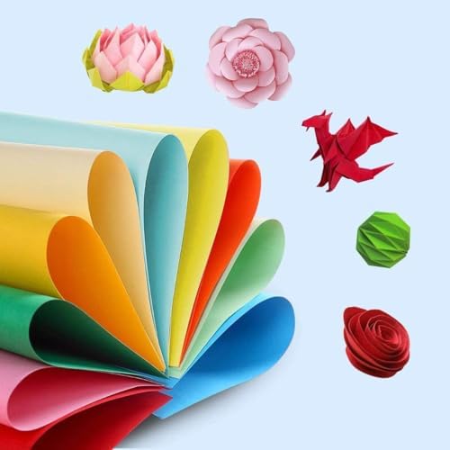 A4 Colored Origami Paper 100 Sheets - 10 Vibrant Colors Premium Craft Paper, Smooth Non-Toxic Paper for DIY Crafts, Scrapbooking, School Projects & Art Making