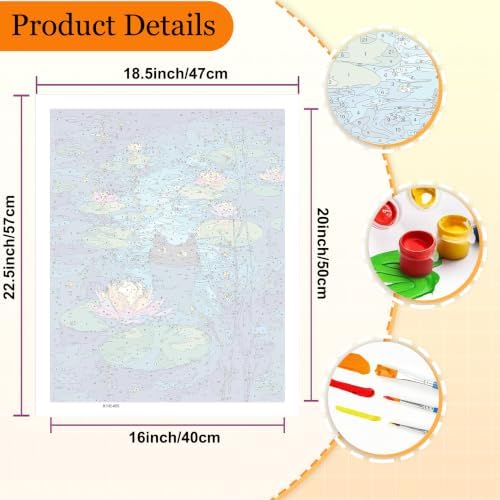 Cat Paint by Numbers Kit for Adults,DIY Paint by Numbers for Adults 16x20in | Cat Adult Paint by Numbers,DIY Acrylic Oil Paint by Number Adult for Home Wall Decor Gifts Pre Drawn Canvas Stress Relief