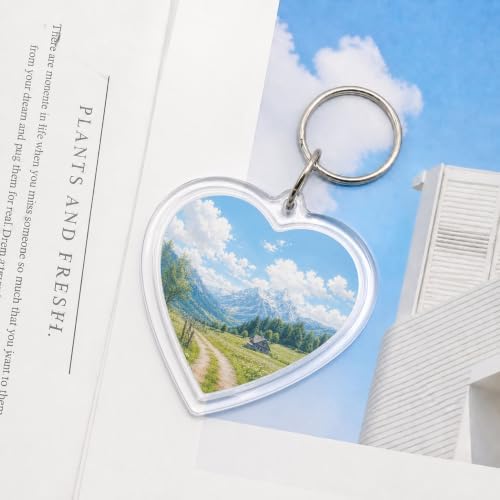 6 Pack Blank Photo Keychain, 2.16 x 1.5 Inch Acrylic Personalized Keychains for DIY Craft Making