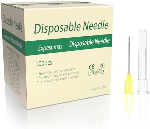 200 Pack 20Ga 1Inch Sterile Disposable Injection Needl with Cap for Scientific and Industrial Dispensing Needl Accessories
