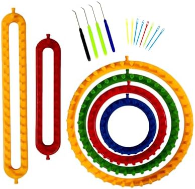 Olikraft Knitting Loom Kit for Beginners, 4 Round and 2 Rectangular Looms