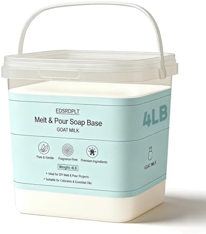 4lb Goat Milk Soap Base in Bucket - Airtight Resealable Lid, Moisture Proof, Premium Glycerin Melt and Pour for DIY Soap Making Supplies (Goat Milk, 4 Pound)
