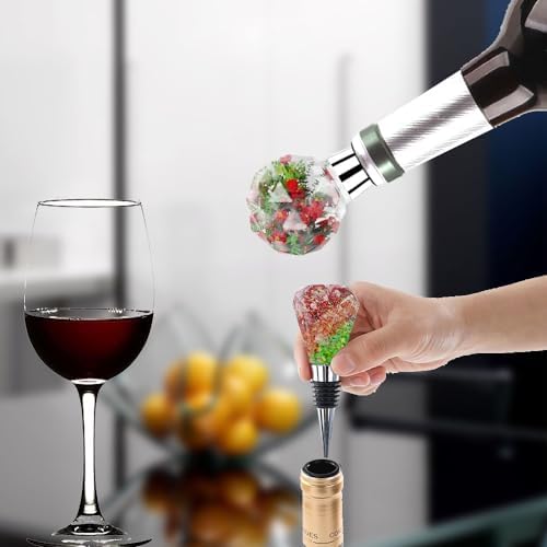 10 Pcs Wine Stoppers with Screw Fitting Accessories Set for Resin Mold, Bottle Stopper Set for Wedding Wine Party, Stoppers for Epoxy Resin Slicone Molds (Metal Silver, Screw-In Stoppers)