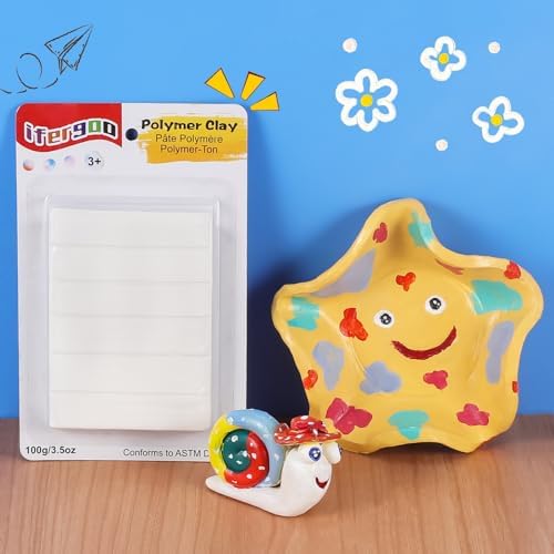 ifergoo 100g White Polymer Clay, 3.5oz Oven Bake DIY Modeling Clay for Kids