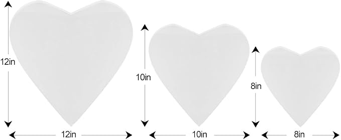TRANSON 3 Sizes Heart Shaped Stretched Canvas Primed Ready for Painting