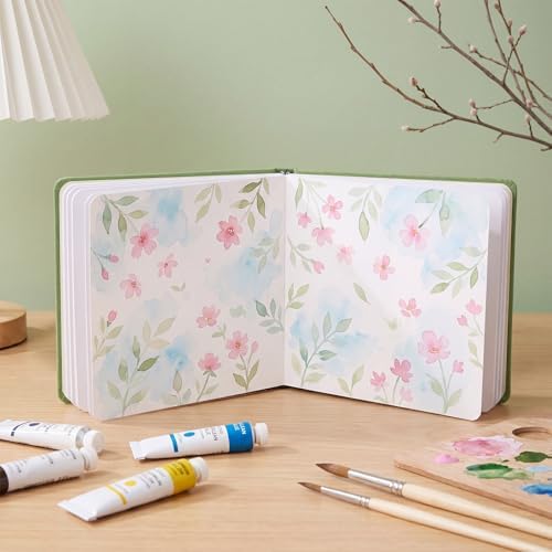 5.5in Watercolor Sketchbook Journal Square Watercolor Notebook Sage Green