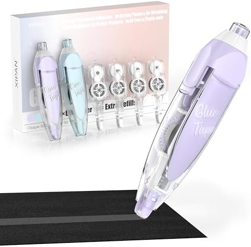 2026 Retractable Double Sided Tape Roller for Crafts, 2 Pcs Glue Tape for Scrapbooking with 4 Extra Refills,16FT Scrapbook Tape Runner, Tape for Art School Office Supplies Purple & Green