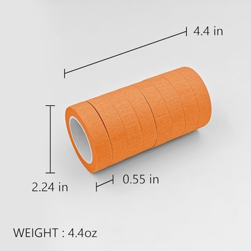 UMETDO 8PCS Colored Masking Tape - Orange Painters Tape, Tape for Kids Art Supplies, Great for Crafts, Labeling, DIY Decorative, 1/2 Inch Colored Tape Rolls- Tiny Size