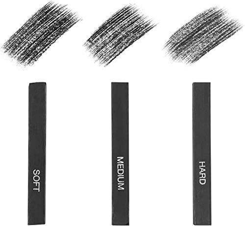 Artist Compressed Charcoal Stick Assorted Soft Medium Hard Artist Charcoal Medium for Drawing Sketching Shading, Art Supplies Sketch Kits Tools Pack of 6