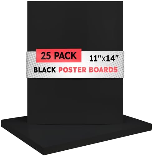 Hygloss Medium Poster Board 11x14-25 Count Bulk Pack - 10 Pt. Thickness Black Poster Board Paper for Projects, Presentations, Displays, Signs, Crafts - Blank Posterboard Multipack 11" x 14"
