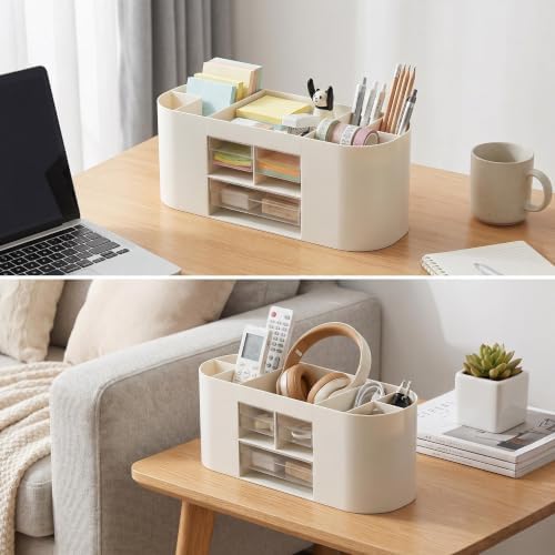 Desk Organizer with Drawers, Office Supplies Storage, White