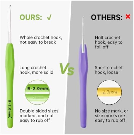 INSCRAFT 67 Pack Crochet Hooks Set, 13 PCS 2mm(B)-10mm(N) Ergonomic Soft Grip Crochet Handles Yarn Knitting Needles Kit with Case for Arthritic Hand, Crochet Starter Kit for Beginners and Lovers