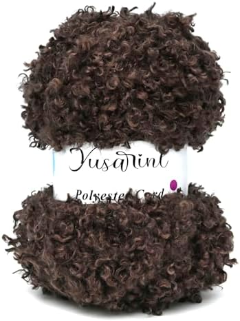 (32 Colors Available) Yusarinl Teddy Bear Yarn,Fuzzy Yarn for Crochet Polyester Plush Fur for Crafts Fluffy Fuzzy for Knitting(3.35 oz, 40 yds)-Coffee