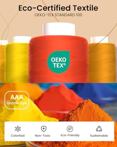 96Pcs Professional Sewing Thread Kit, 48 Colors 400 Yards/Spool, [Top Durability with 4-Ply Tight-Twist] AAA-Grade Polyester Thread with Prewound Bobbins, Sewing Machine Thread for Repair Quilting DIY