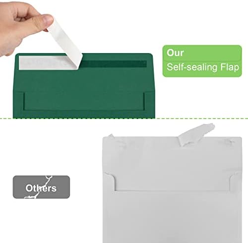 50 Packs 5x7 Envelopes, A7 5x7 Envelopes for Invitations, Printable Invitation Envelopes Self Seal for Weddings, Invitations, Photos, Greeting Cards, Mailing (Dark Green)