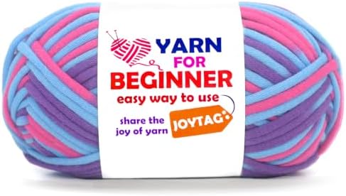50g Rainbow Beginner Crochet Yarn for Crocheting and Knitting Multicolor Cotton Crochet Yarn for Beginners with Easy-to-See Stitches Cotton-Nylon Blend Easy Yarn for Beginners(Mermaid Tone)