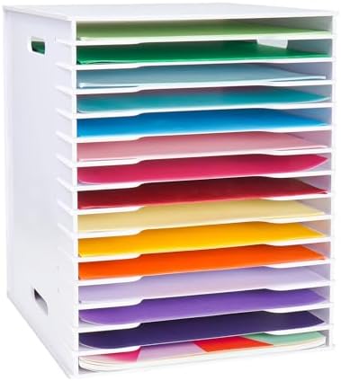 SANFURNEY 15 Tier Scrapbook Paper Organizer for 12" x 12" Paper Large Size