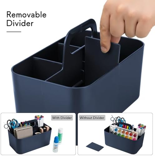 Tiawudi Multipurpose Caddy Organizer, Plastic Caddy with Handle, Stackable Desk Organizer for Stationery, Marker and Pencil, Office Supplies Organizer, Dorm Caddy