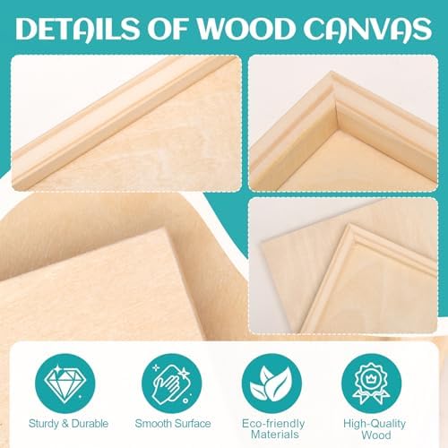 ESRICH 8x10 Inch Wood Panels for Painting, 2 Pack Craft Wood Canvas Boards, Blank Unfinished Wooden Art Board for DIY Art Creations Such as Painting, Acrylic Pouring, Resin, Burning, Collage, etc.