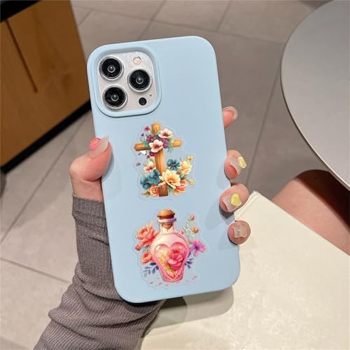 57 Pcs Vintage Watercolor Floral Stickers,Aesthetic PET Transparent Flowers Sticker Waterproof Decorative Decals for Journaling, Decoupage, Planners, laptops, Phone Case, Gift(Colourful-K1)