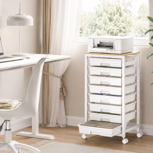 SYKIARIOL Rolling Cart with 8 Drawers,White