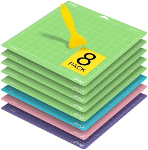 Ecraft 8-Pack 12x12 Cutting Mats, Standard/Strong/Light/Fabric Adhesive, Compatible with Cricut Maker 3/Explore 3/Air 2/One, Multi Adhesive Sticky Craft Mats Accessories