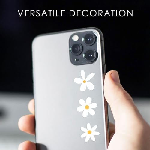 70 X Little Daisy Stickers for Laptop & Phone, Small Floral Vinyl Stickers Cute Aesthetic White Daisy Decals for Water Bottle iPhone Case Notebook, Mini Stickers 1 Inch