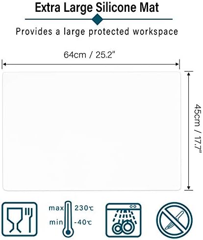 Gartful Extra Large Transparent Silicone Mat, Countertop Protector, 25.2 x 17.7 inches Silicone Sheet for Crafts Resin Jewelry Casting Mat Pad Nonstick Table Placemat