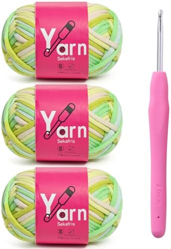 Crochet Yarn 150g/163.5yds Cotton Yarn for Crocheting - Crochet Knitting Yarns for Beginners with Easy-to-See Stitches - Yarn for Crocheting - Parfait Chunky Yarns -Cotton-Nylon Blend (A6)