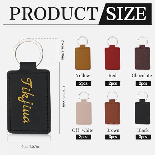 15 Pcs PU Leather Keychain, 6 Color Leather Key Fob Keychain Blanks | Rectangular PU Laser Engraving Blanks Leather Key Fob, Keychains for DIY Engraving Key Chain Making Crafts