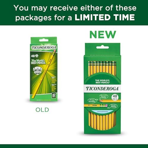TICONDEROGA Wood-Cased Pencils, Unsharpened, 2 HB Soft, Yellow, 48 Count, 240 Packs, 11520 Total Pencils