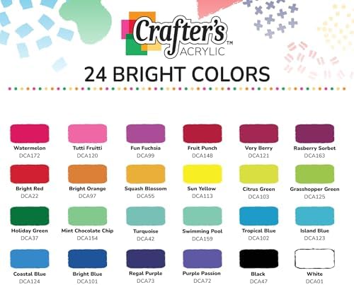 DecoArt Crafter’s Acrylic Paint Set – Bright Colors, 24 Bottles (2 fl oz) – Easy Craft Paints, Classrooms, Art Projects & DIY Crafts