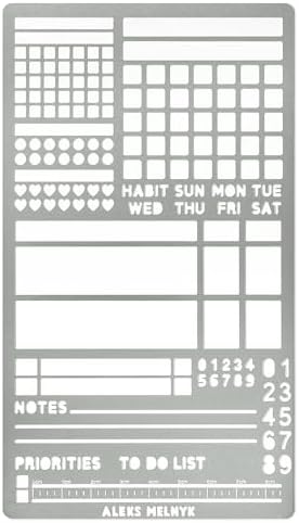 Aleks Melnyk No.423 Metal Stencil for Bullet Journaling, Bookmark, Planning, Banners, Lines, Lists, Planner Stamps, Habit Tracker, Dot Journal Stencil for Diary, Template, Scrapbook